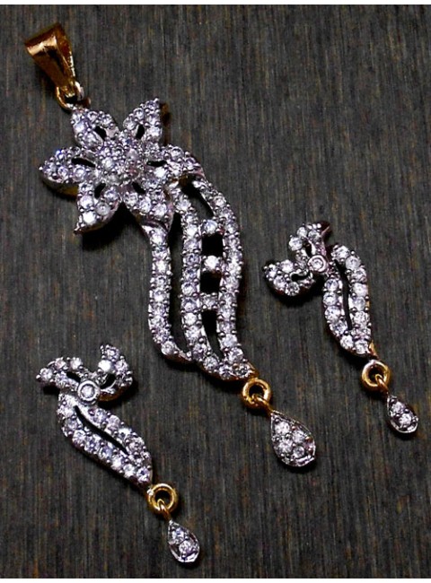 CZ Pendant With Earrings